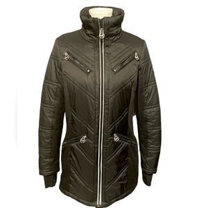 Black Michael Kors Women’s Winter Coat in Medium with Silver Accents
